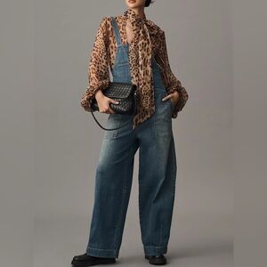 NWT Anthropologie Barrel-Leg Zip-Front Overalls - Size Medium